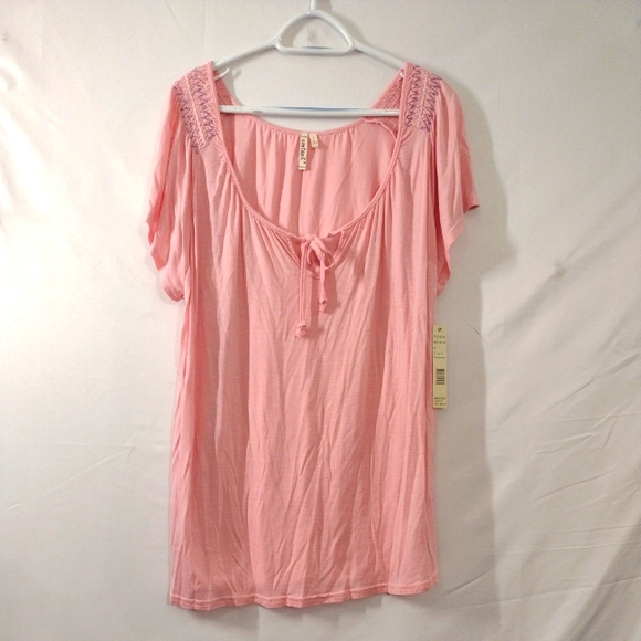 Contact Brand - Short Sleeve Pink Blouse - Women's Size L - New With Tags.Ches - Picture 1 of 12